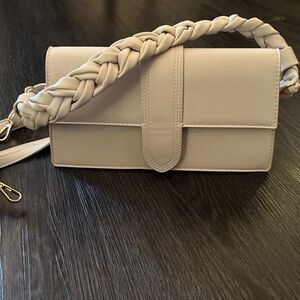 Elegant Cream Braided Strap Women's Bag